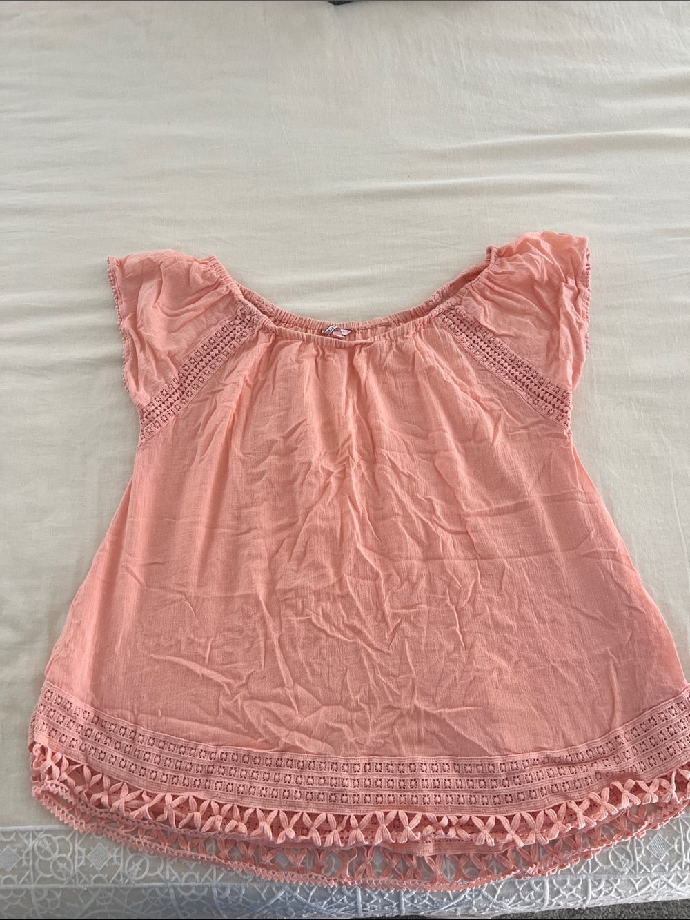 Victoria's Secret Peach-Pink Crochet Hem Swim Cover-Up